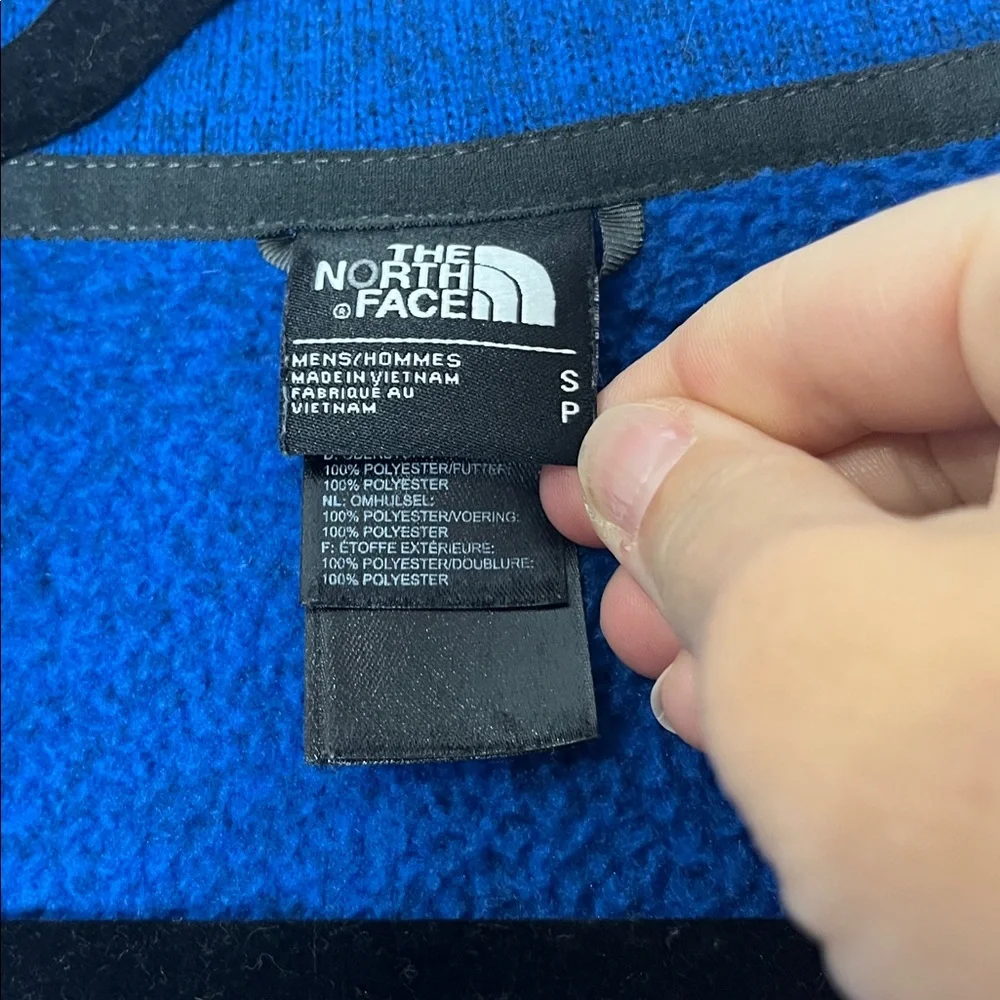 The North Face Fleece Lined Quarter Zip Pullover in Blue/Black Heather Small